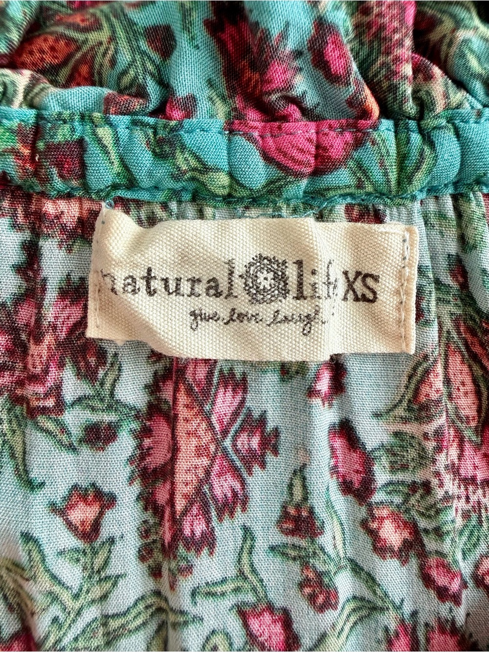Natural Life Havana Nights Tiered Maxi Dress Turquoise Floral XS - Picture 4 of 7